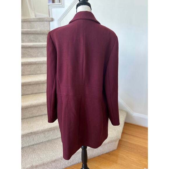 Talbots Burgundy Red Button Front Knee Length Peacoat - Picture 3 of 9